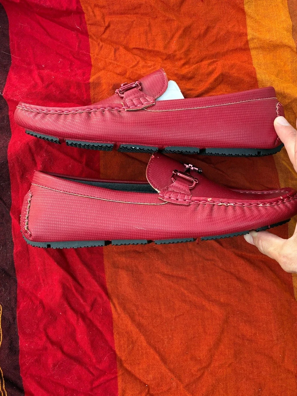 Men’s Red Leather Slip-On Loafers